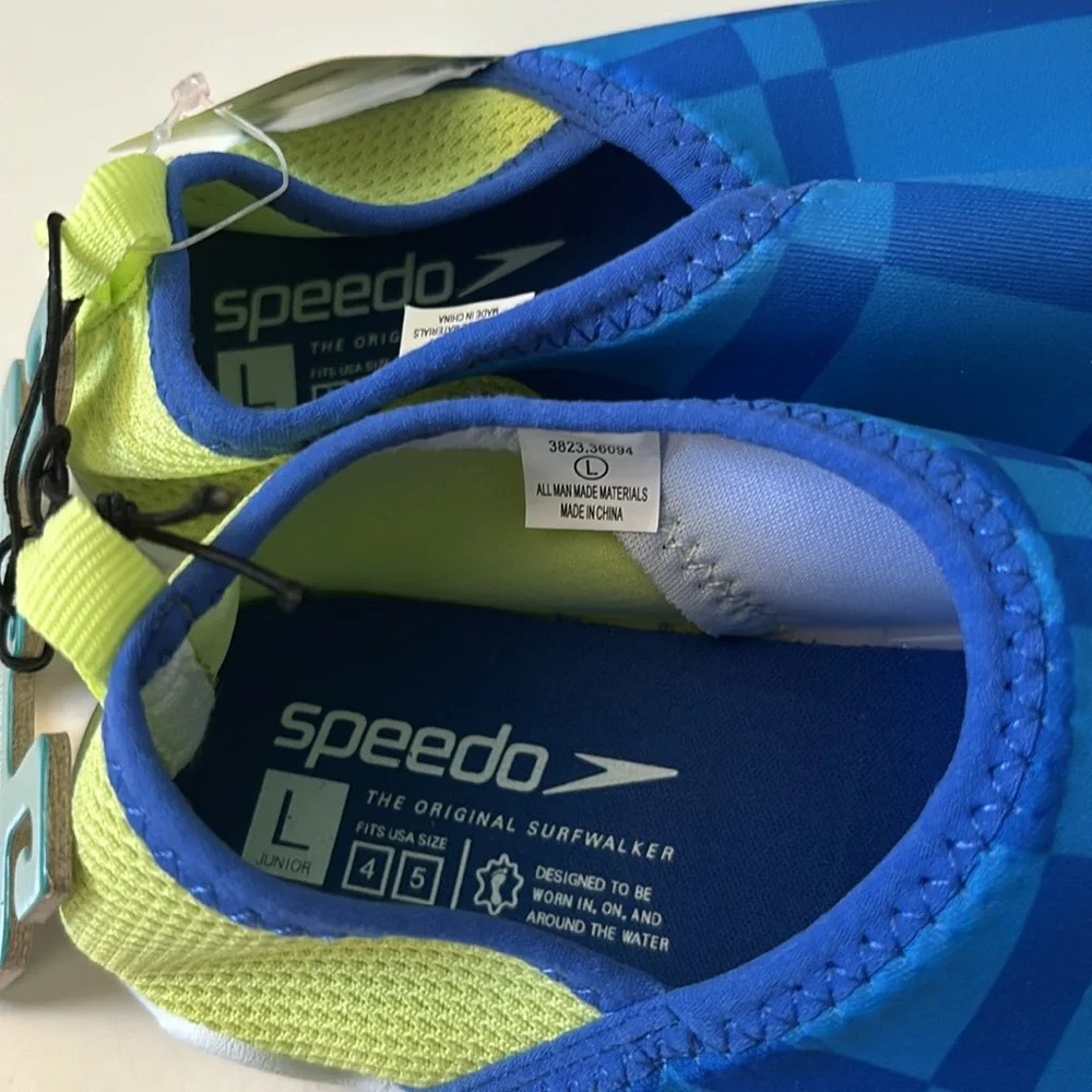 Speedo Kids Junior Watershoes Size Large 4/5 Blue Green NWT